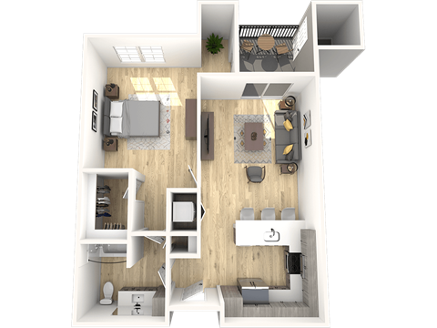 The Laurel A2 One Bedroom One Bathroom Floor Plan